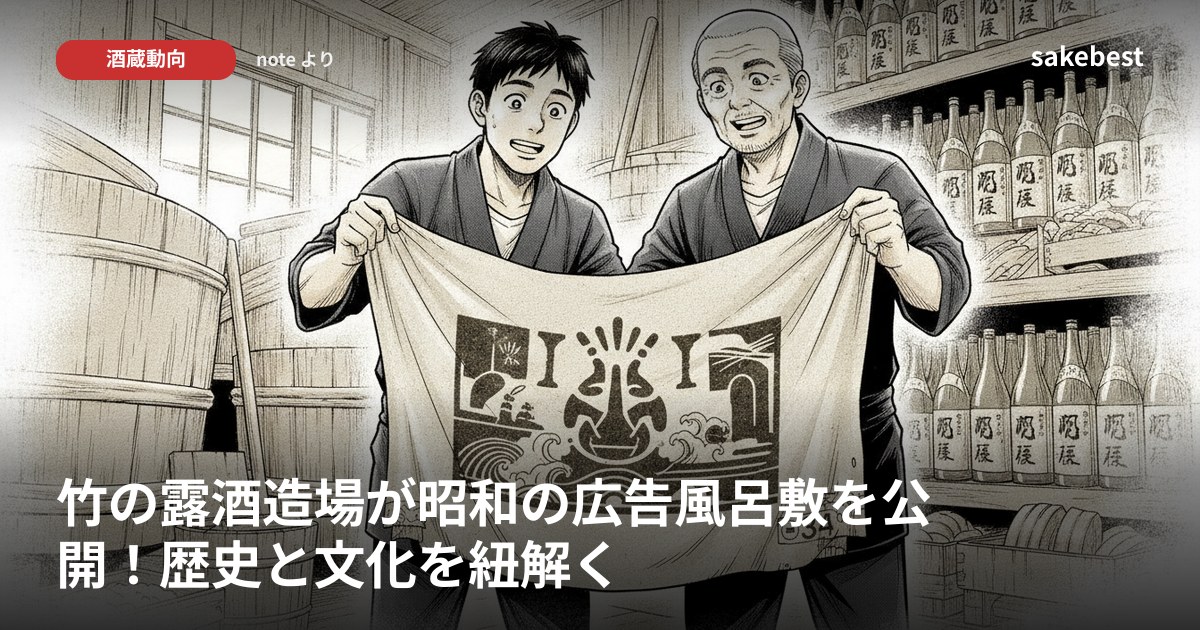 竹の露酒造場が昭和の広告風呂敷を公開！歴史と文化を紐解く
